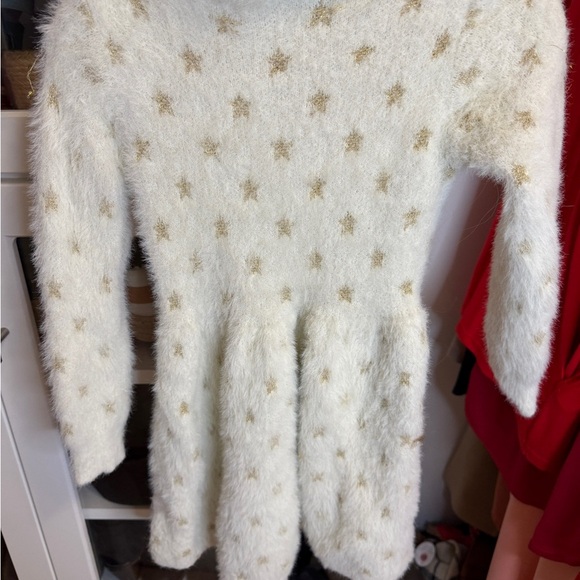 Rare Editions Cream and Gold Fuzzy Dress Size 5 - Picture 3 of 4